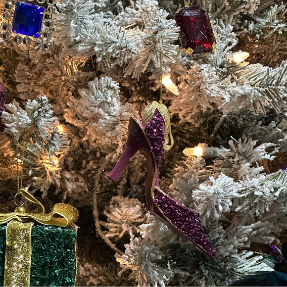 High Heel ornament Beaded Sparkle Sequins Holiday Christmas merlot wine Hallmark - Picture 9 of 14